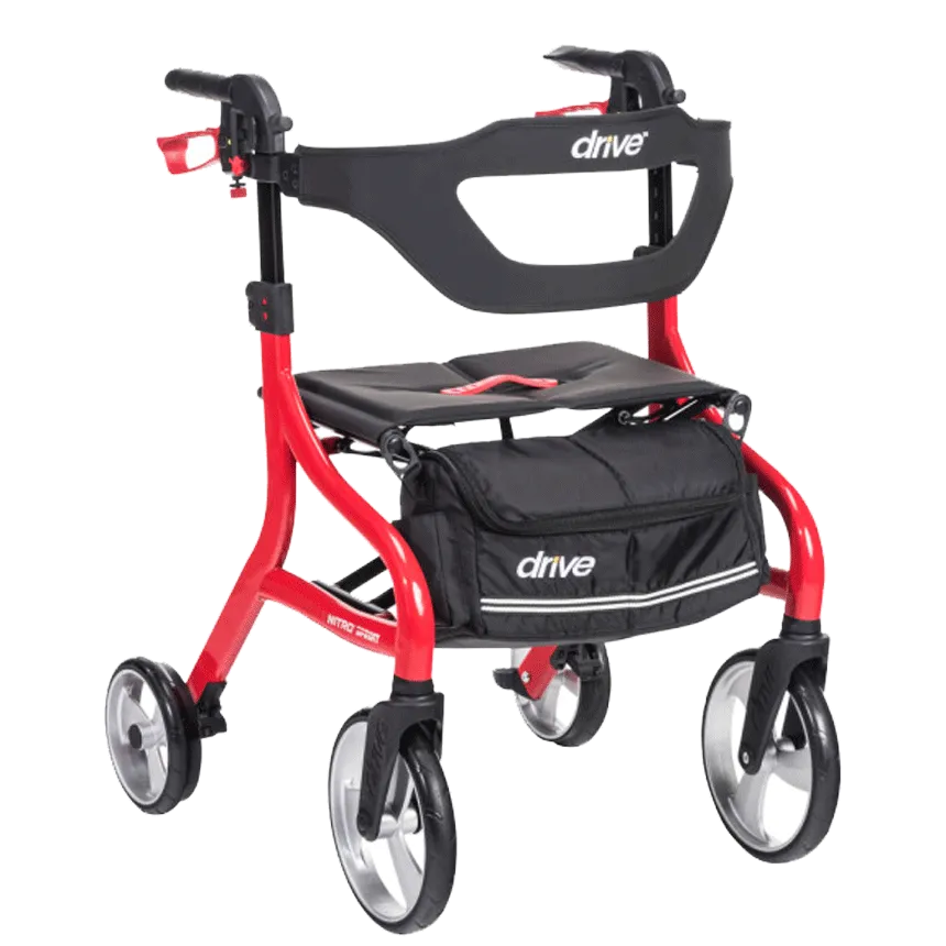 Drive Medical Nitro Sprint Rollator – Euro-Style Lightweight Rollator Walker with Seat