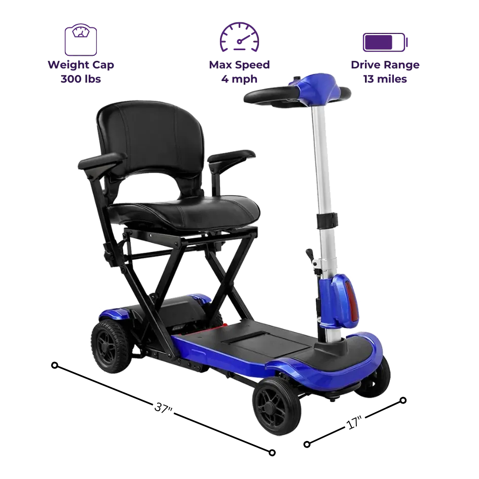 Drive Medical ZooMe Auto-Flex Remote Folding Mobility Scooter – 13 Mile Range