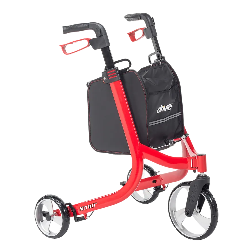 Drive Nitro 3-Wheel Rollator Walker – Euro-Style Lightweight 3 Wheel Rollator
