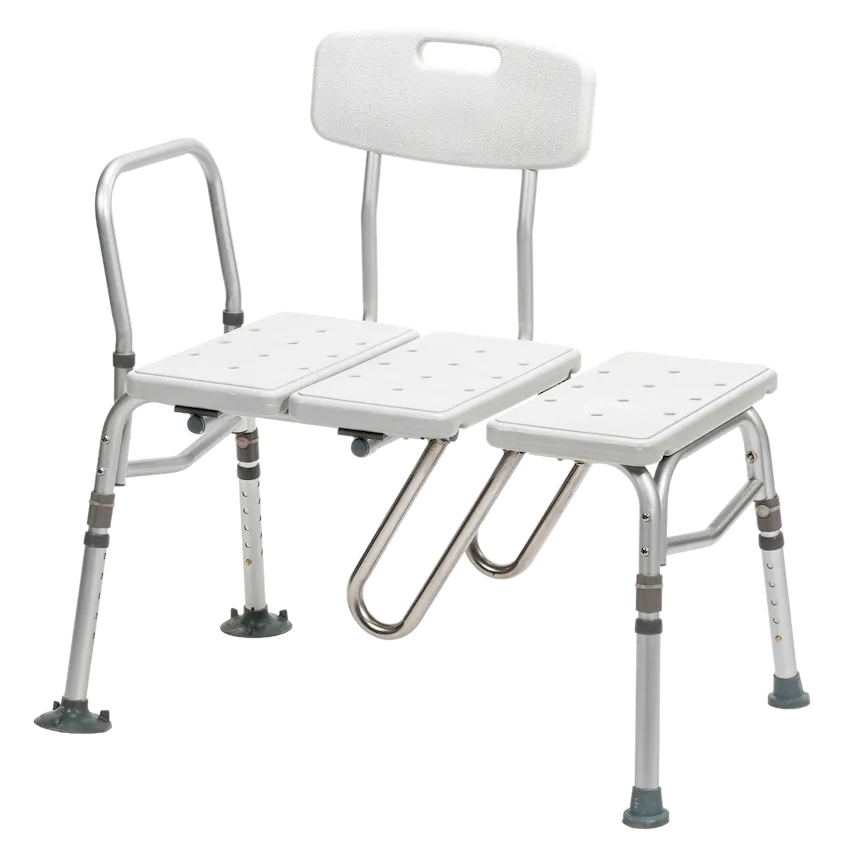 Drive Splash Defense Tub Transfer Bench with Curtain Guard – Adjustable Bath Transfer Seat