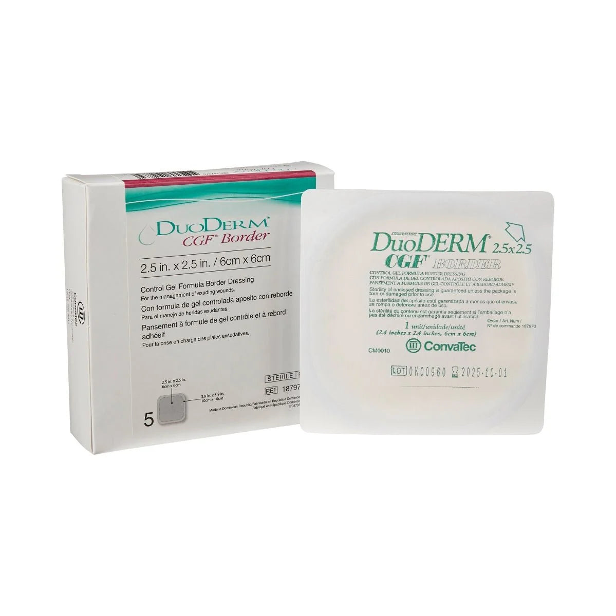 ConvaTec DuoDerm CGF Border Hydrocolloid Dressing — Control Gel Formula, Foam Border