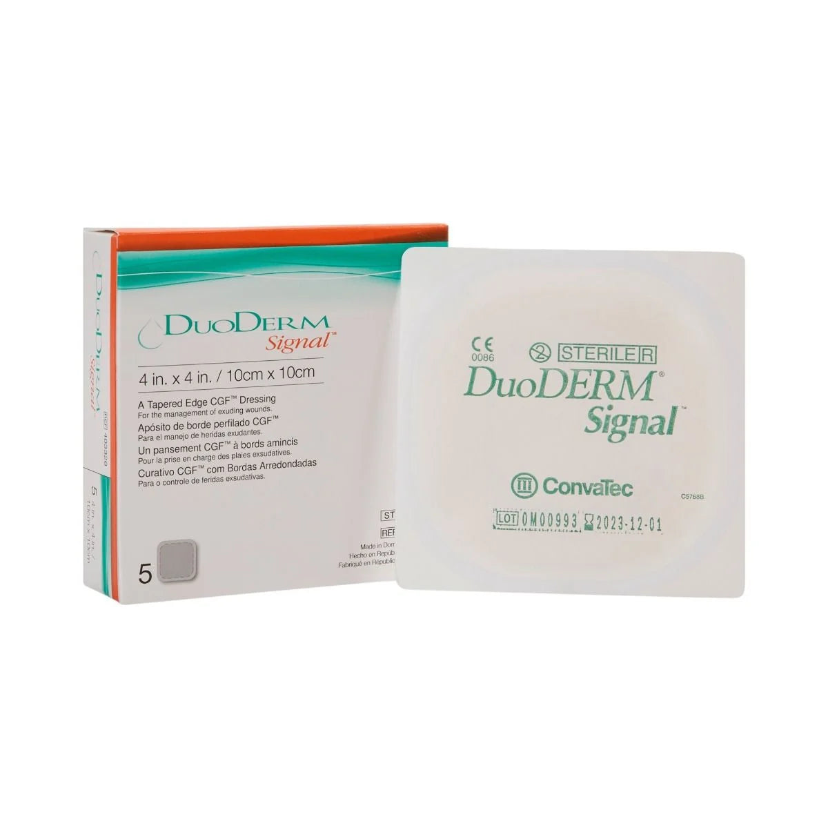 ConvaTec DuoDerm Signal Hydrocolloid Dressing — Visual Change Indicator, Tapered Edges