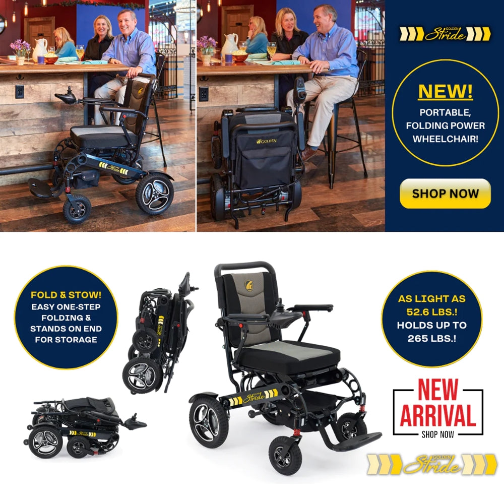 Golden Stride FOLDING Power Lightweight Wheelchair (GP301)