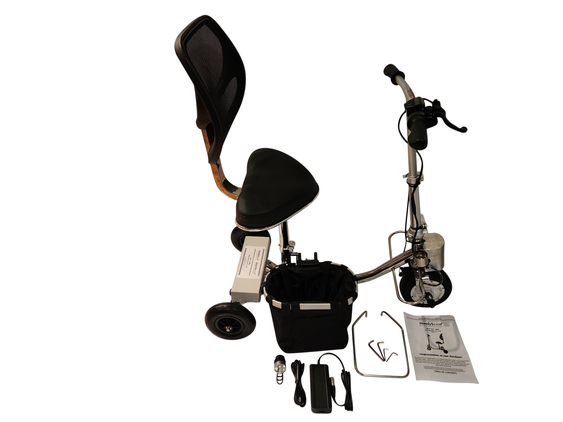 HandyScoot Lightweight Folding Travel Mobility Scooter – 350 lb Capacity
