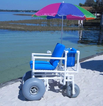 All-Terrain Beach Wheelchair – PVC Sand Chair with Large Balloon Tires