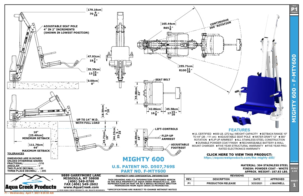 Aqua Creek Mighty 600 Pool Lift