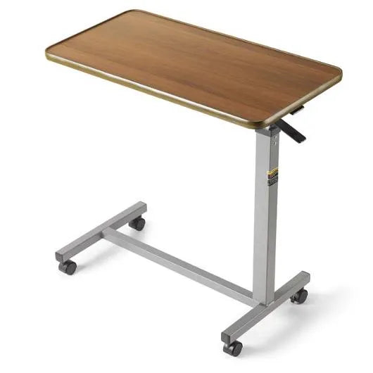 Invacare Tilt Top Overbed Table Adjustable Tilt Bedside Table with Wheels