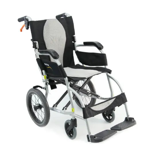 Karman S-Ergo Lite transport wheelchair — 18 lb ergonomic transport chair with S-shape seating and 14-inch rear wheels