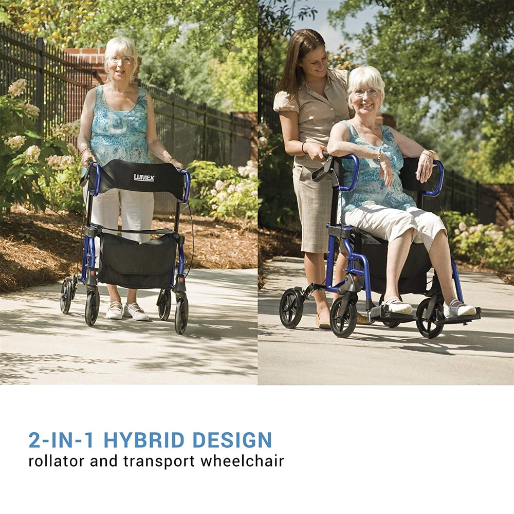 Lumex HybridLX 2-in-1 Rollator Walker & Transport Wheelchair
