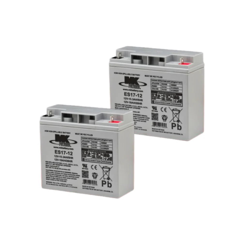 MK Battery M17-12 SLD M — 12V 18Ah AGM Mobility Scooter Battery, Set of 2