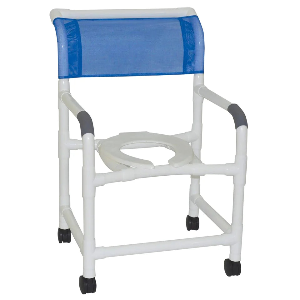 MJM Wide Deluxe PVC Shower Chair 122-3 – Rolling Shower Chair with Casters