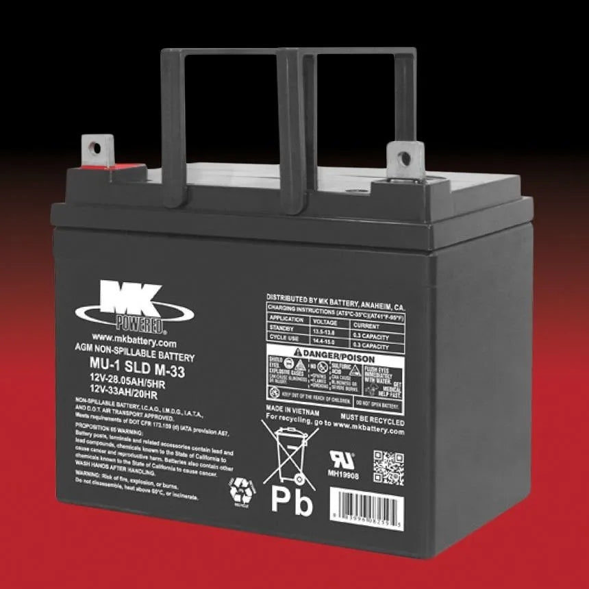 MK Battery - 12V 33 AH Sealed AGM, Each