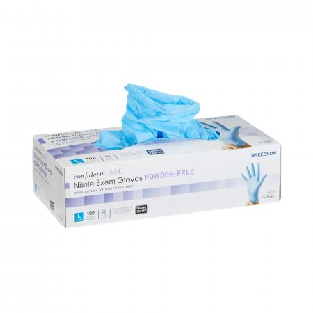 McKesson Confiderm 4.5C Nitrile Exam Gloves — Chemo Tested, Powder-Free, 5 Sizes