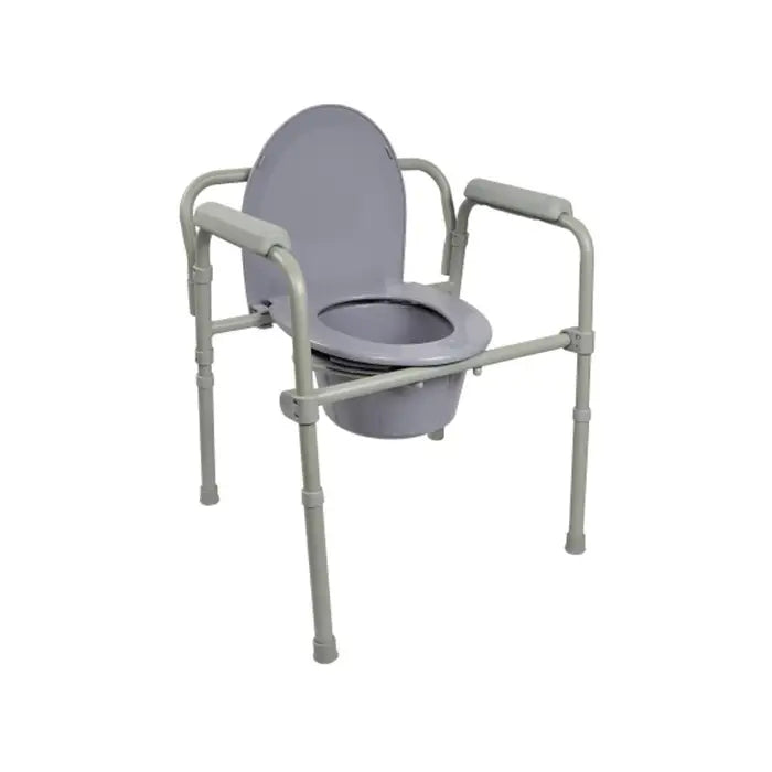 McKesson Folding 3-in-1 Commode Chair – Fixed Arms Steel Bedside Commode