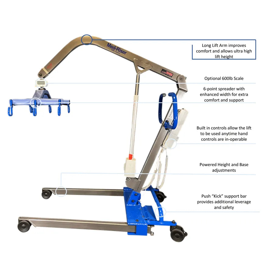 Med-Mizer MedRiser Electric Patient Lift – 600 lb Professional Power Lift