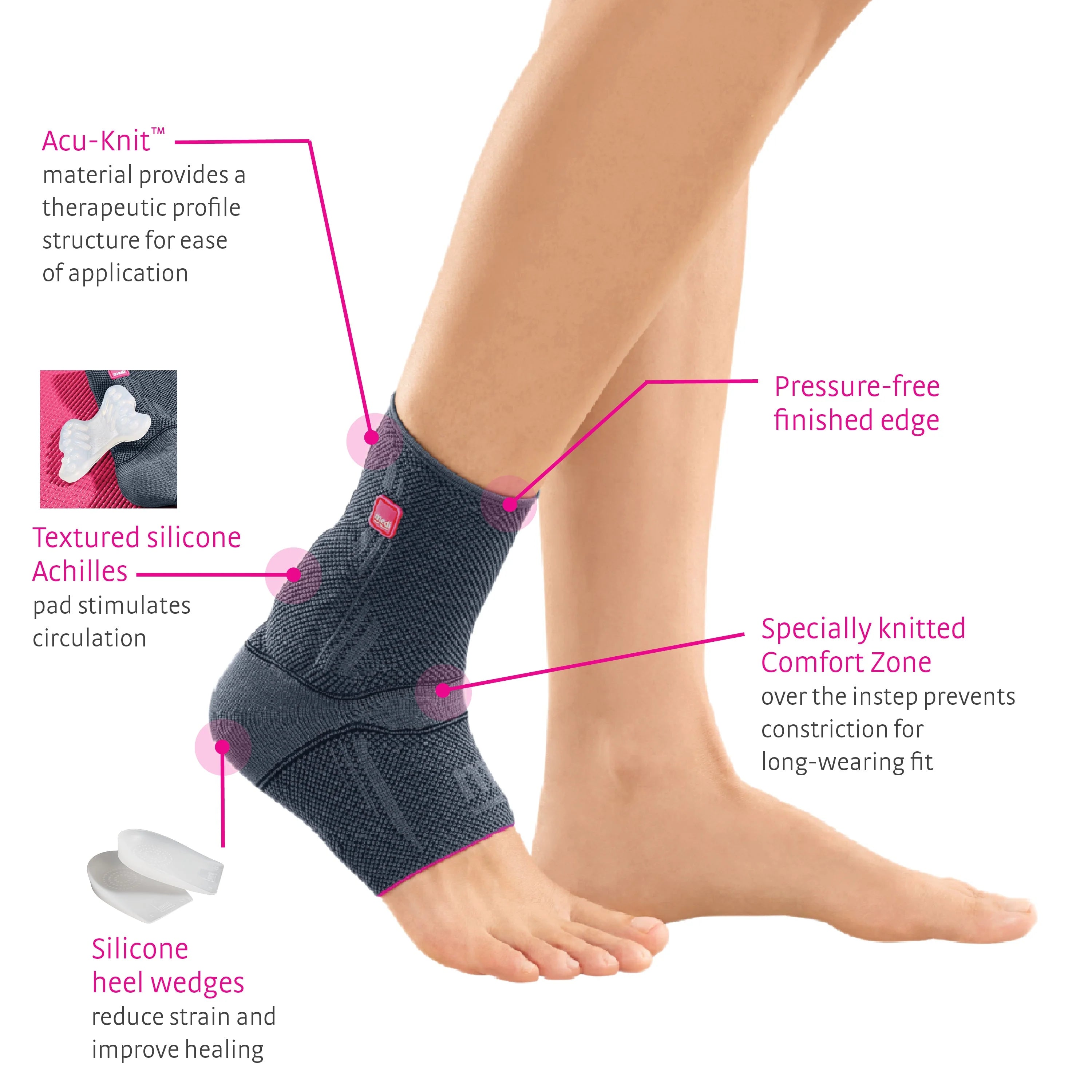 medi Achimed | Premium Achilles Tendon Support | Anatomical Silicone Ankle Orthosis