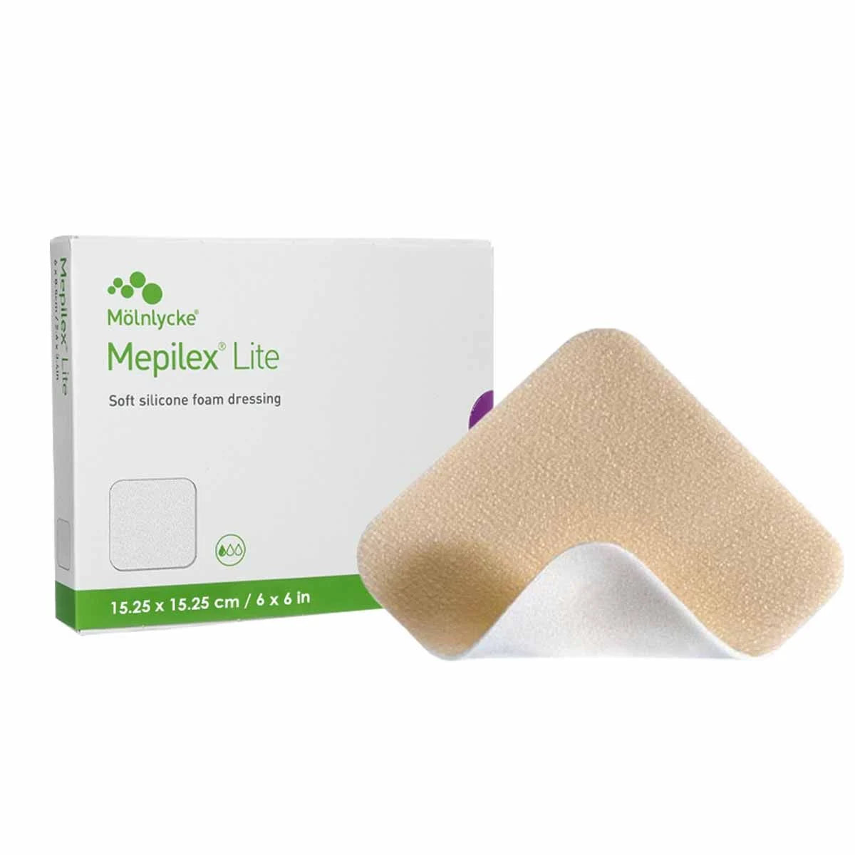 Molnlycke Mepilex Lite Foam Dressing — Non-Bordered, Cuttable, Safetac Silicone, 4 Sizes