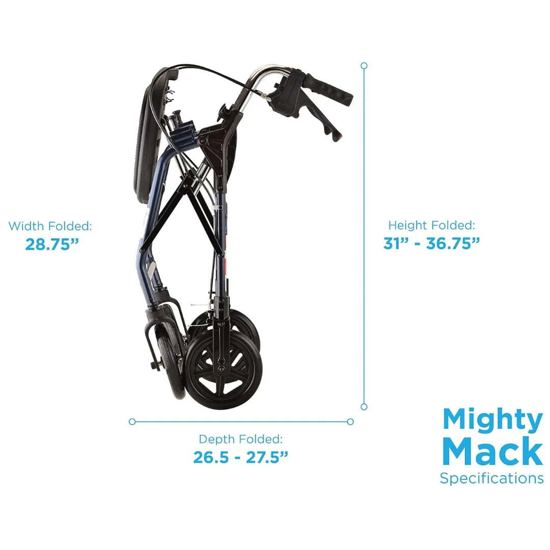 NOVA Mighty Mack Bariatric Rollator – Extra-Wide 500 lb Heavy-Duty Rollator Walker with Seat