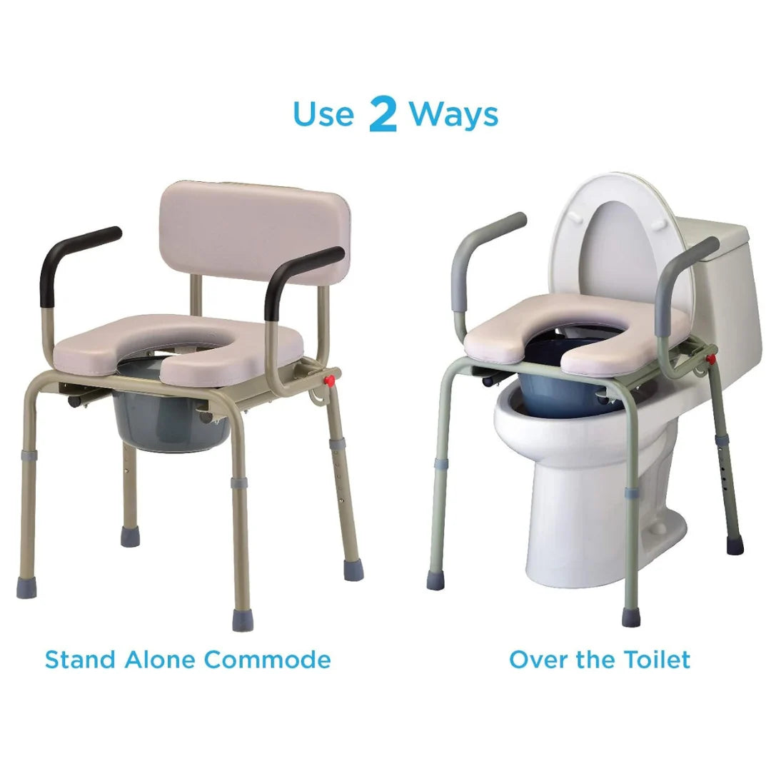 Nova Drop-Arm Padded Commode 8901W – Bedside Drop-Arm Commode Chair