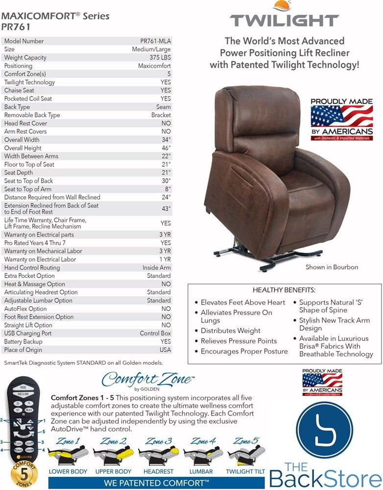 Golden EZ Sleeper with Twilight PR-761 Lift Chair