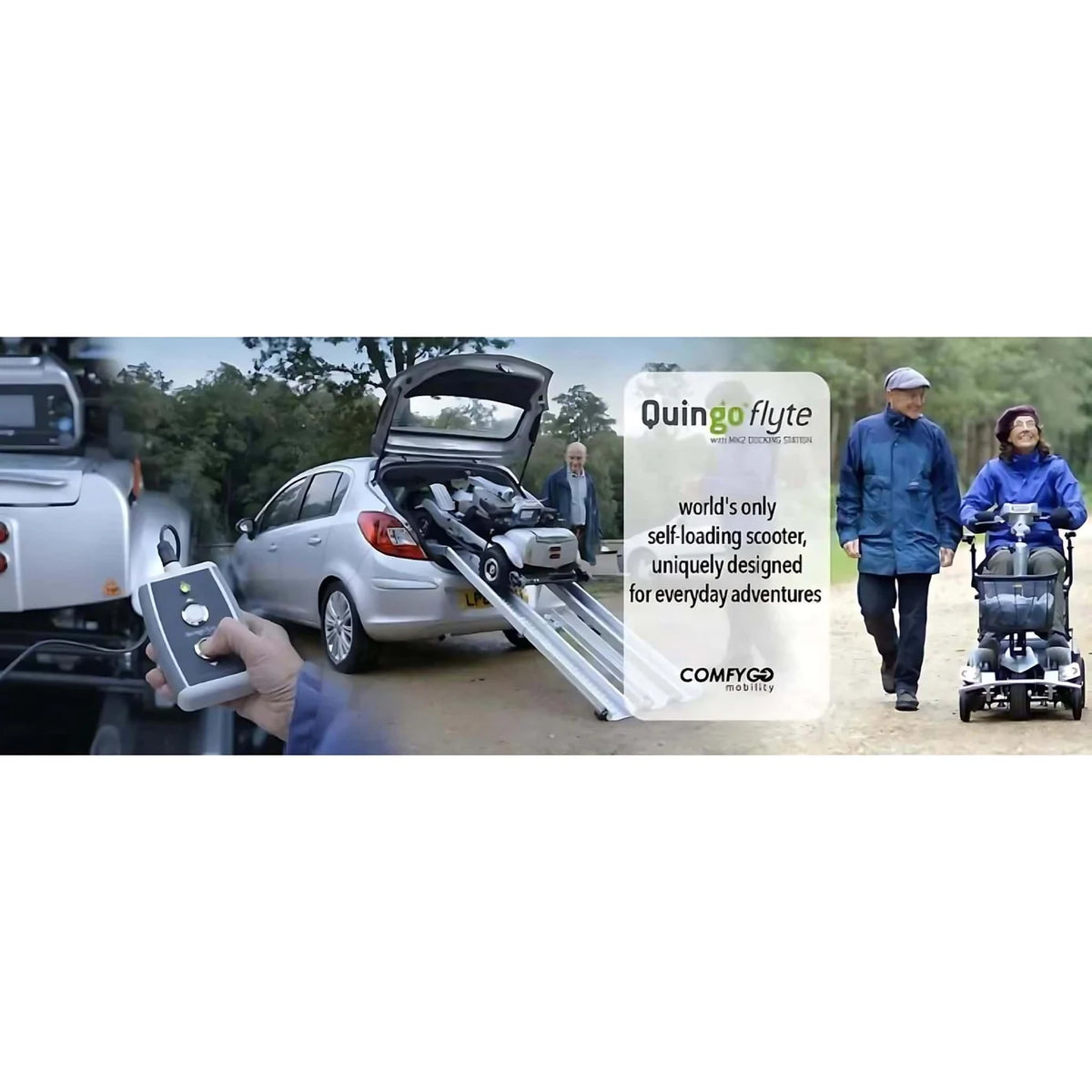 Quingo Flyte Mobility Scooter With MK2 Docking Station