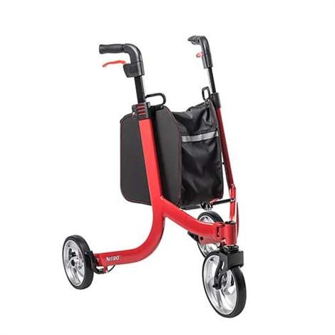 Drive Medical Nitro 3 Euro-Style Rollator Walker with Wheels, Red