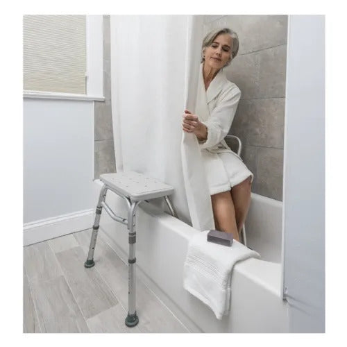 Drive Medical Splash Defense Transfer Shower Bench with Curtain Guard