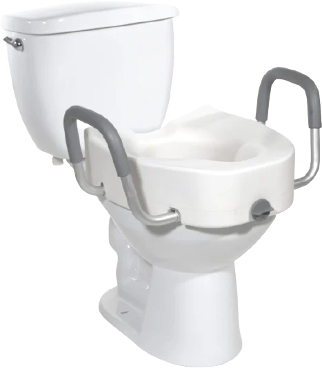 Drive Raised Elongated Toilet Seat with Lock – 5" Toilet Riser with Arms