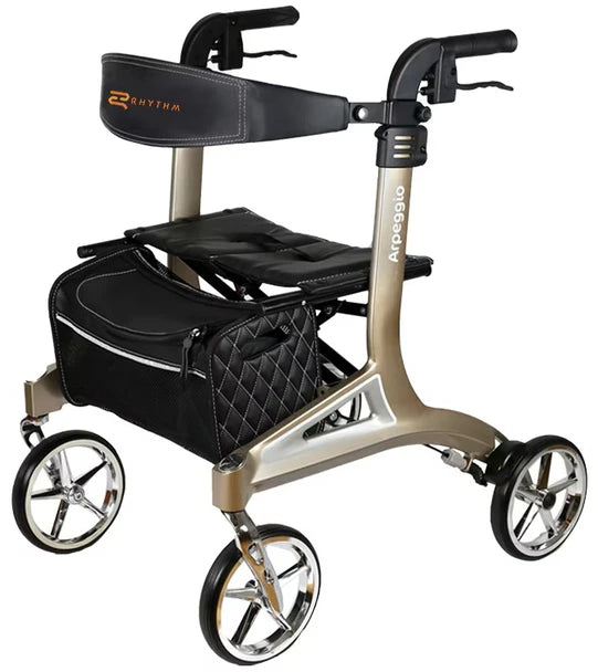 Rhythm Healthcare Arpeggio Rollator – Lightweight Folding Rollator Walker with Seat