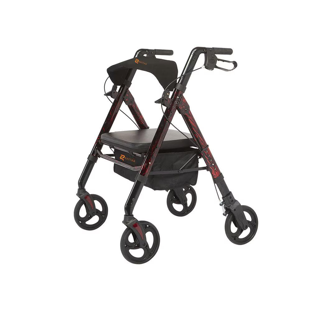 Rhythm Healthcare Regal Bariatric Rollator – Heavy-Duty 450 lb Rollator Walker with Seat