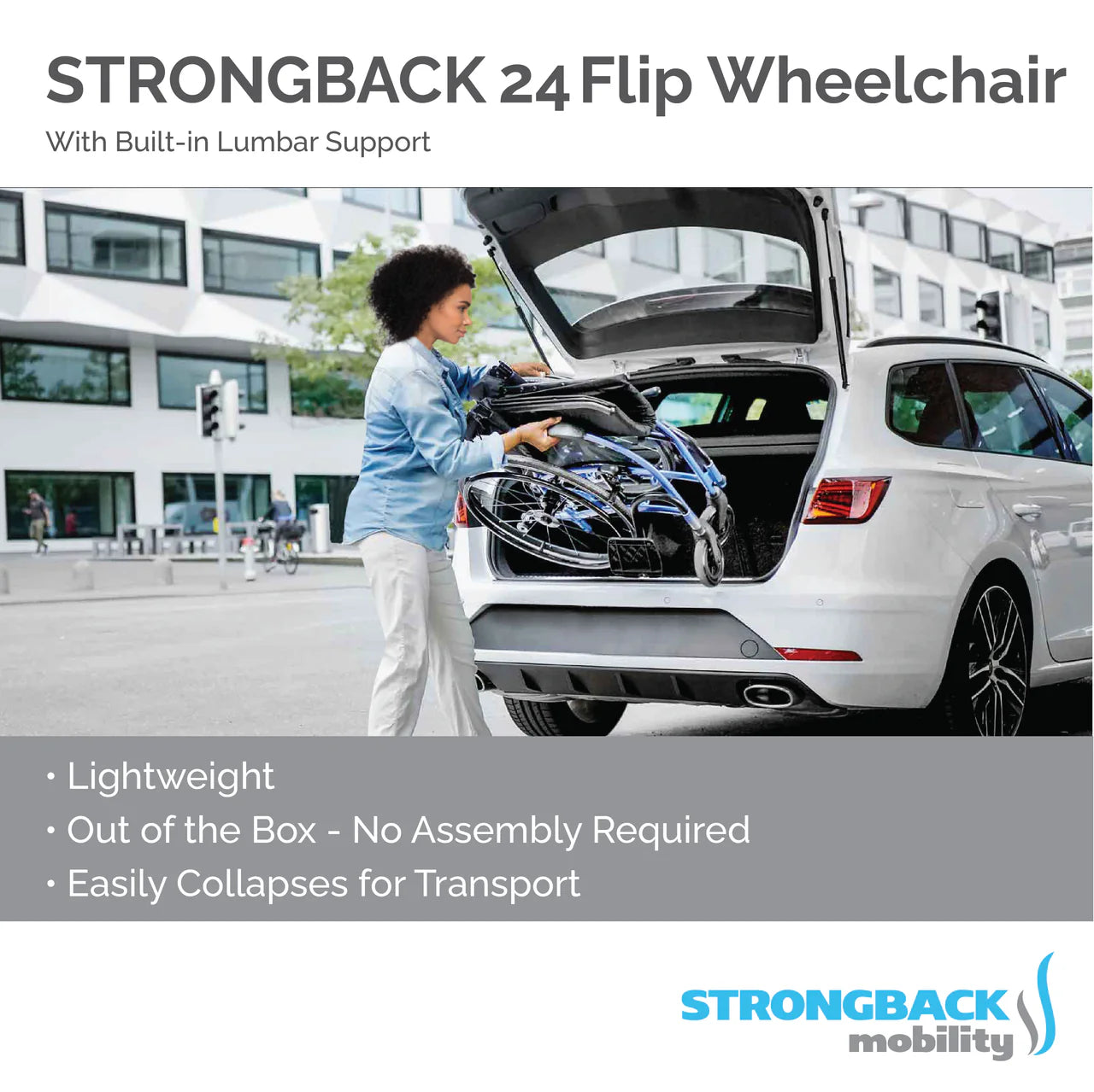 STRONGBACK Comfort : 24 Flip Arm Rest Wheelchair