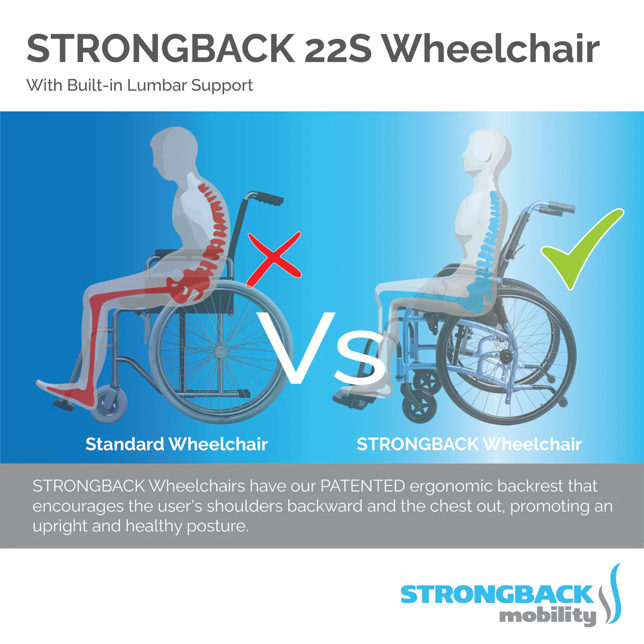 STRONGBACK Comfor Smallt; 22S Narrow Seat Wheelchair