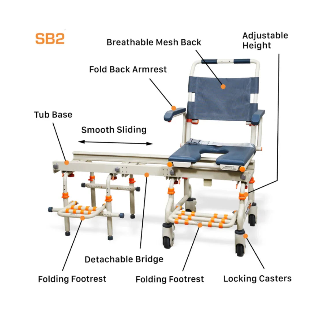 ShowerBuddy TubBuddy SB2 Bath Transfer System – Rolling Shower & Tub Transfer Chair