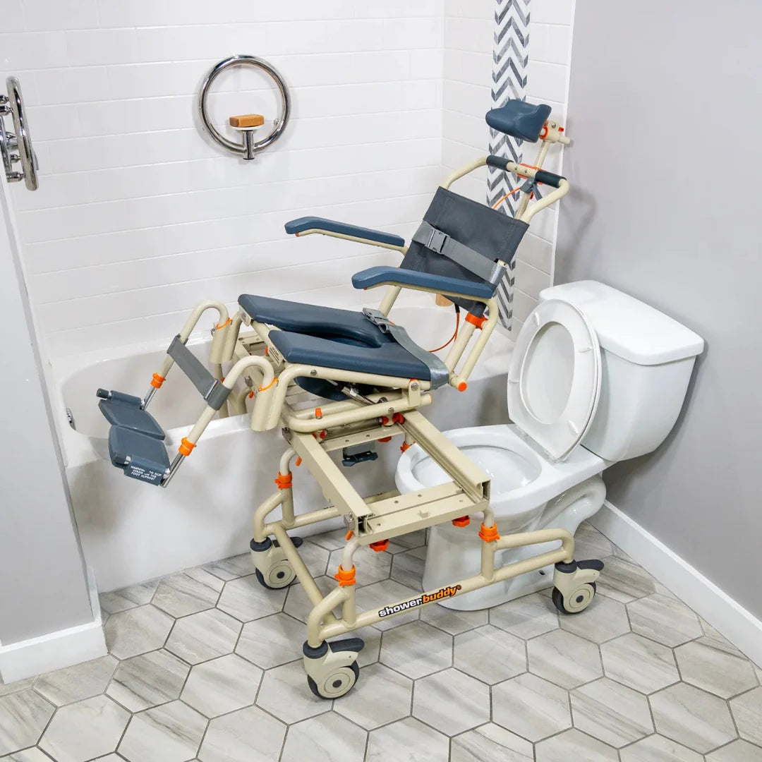 ShowerBuddy TubBuddy with Tilt Bathroom Transfer System – Sliding Bath Transfer Chair