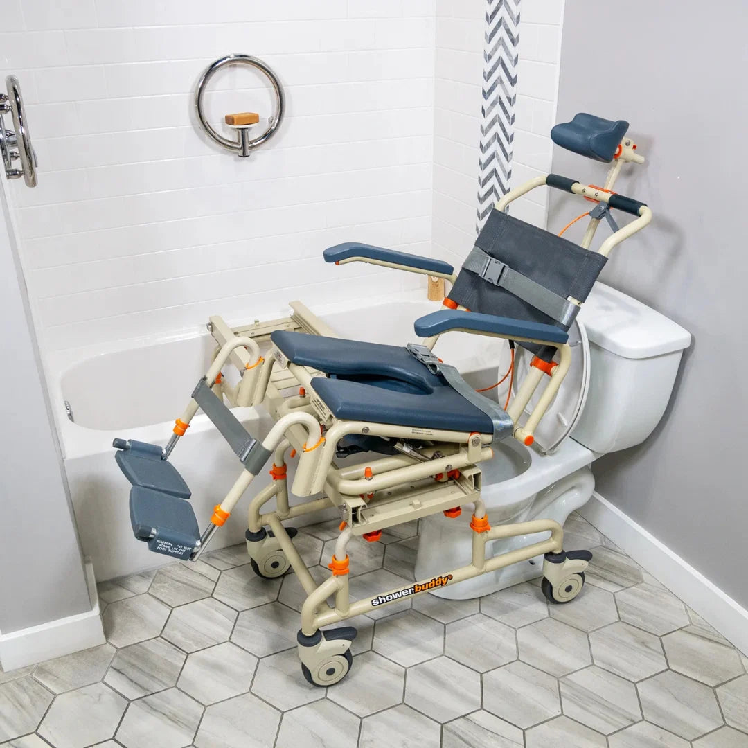 ShowerBuddy TubBuddy with Tilt Bathroom Transfer System – Sliding Bath Transfer Chair