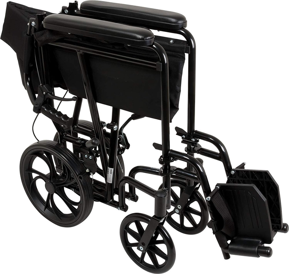ProBasics Foldable Aluminum Transport Wheelchair With 19 Inch Seat