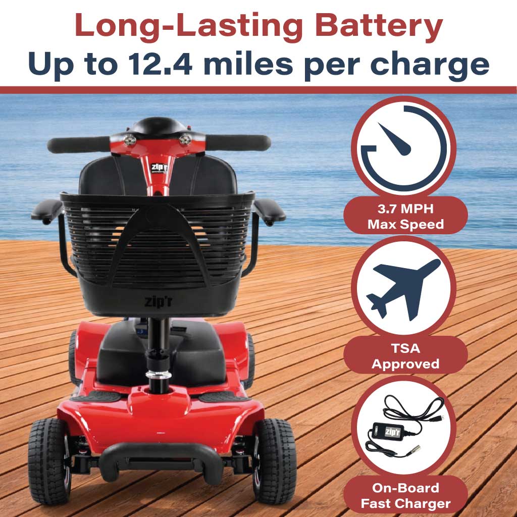 Zip’r Roo 4-Wheel Travel Mobility Scooter – Lightweight 5-Piece Design