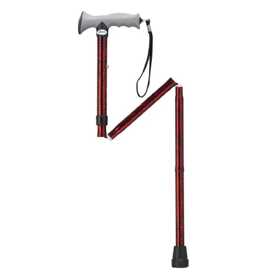 Drive Medical Folding Cane with Gel Grip Handle – Shock-Absorbing Travel Walking Aid