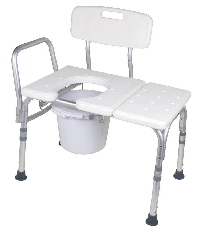 Carex Padded Tub Transfer Bench with Cutout Commode Pail - 300 lbs. Weight Capacity - Medical Department Store