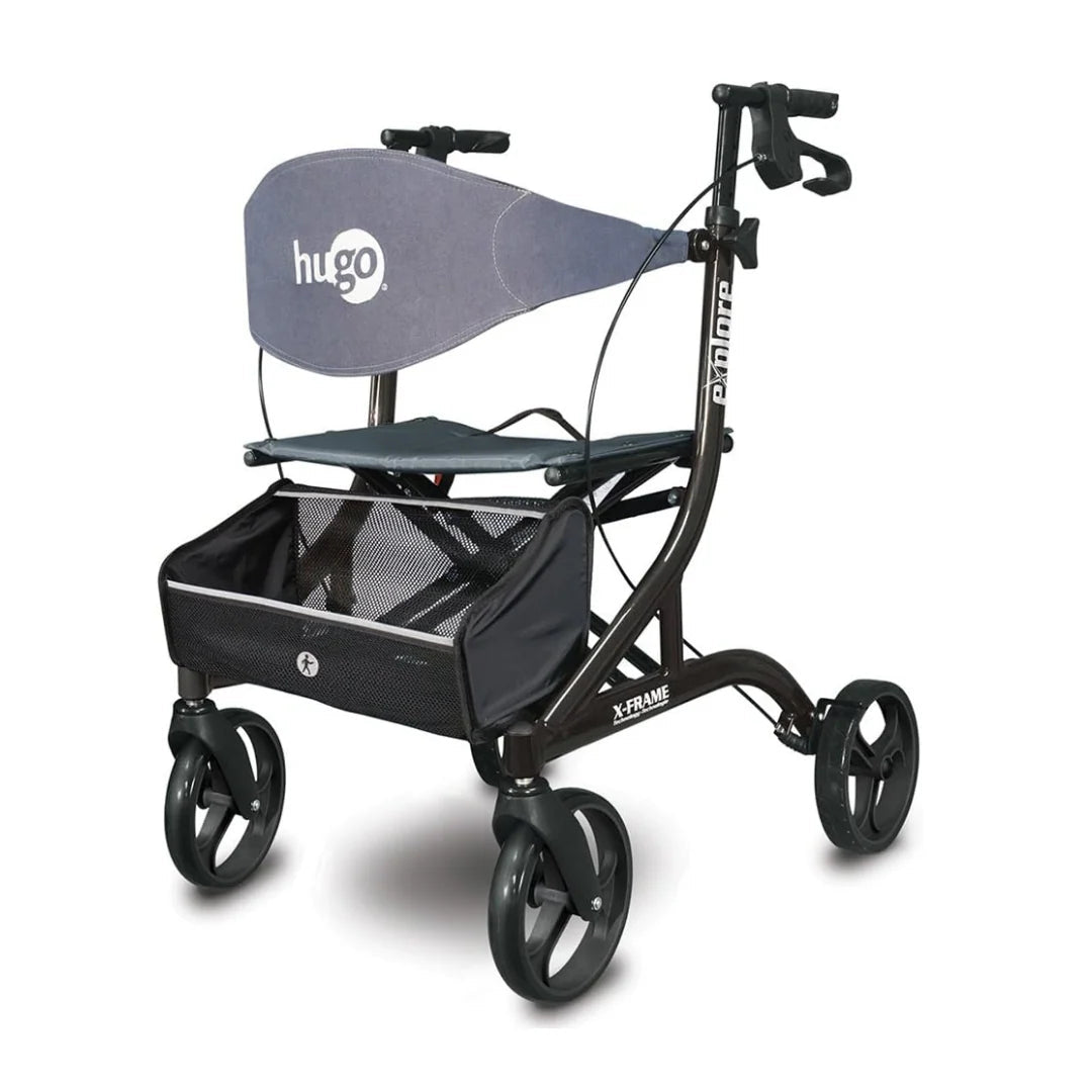 Drive Hugo Explore Side - Fold Rollator Walker – Lightweight All - Terrain Rollator with Seat - Medical Department Store