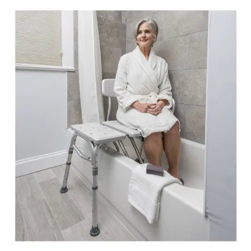 Drive Medical Splash Defense Transfer Bench with Curtain Guard Protection for Tub and Shower Transfers - Medical Department Store