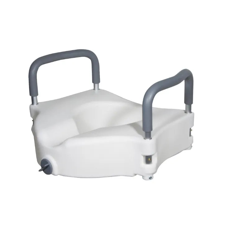 Drive Medical Locking Elevated Toilet Seat with Arms – 5" Raised Toilet Seat Riser