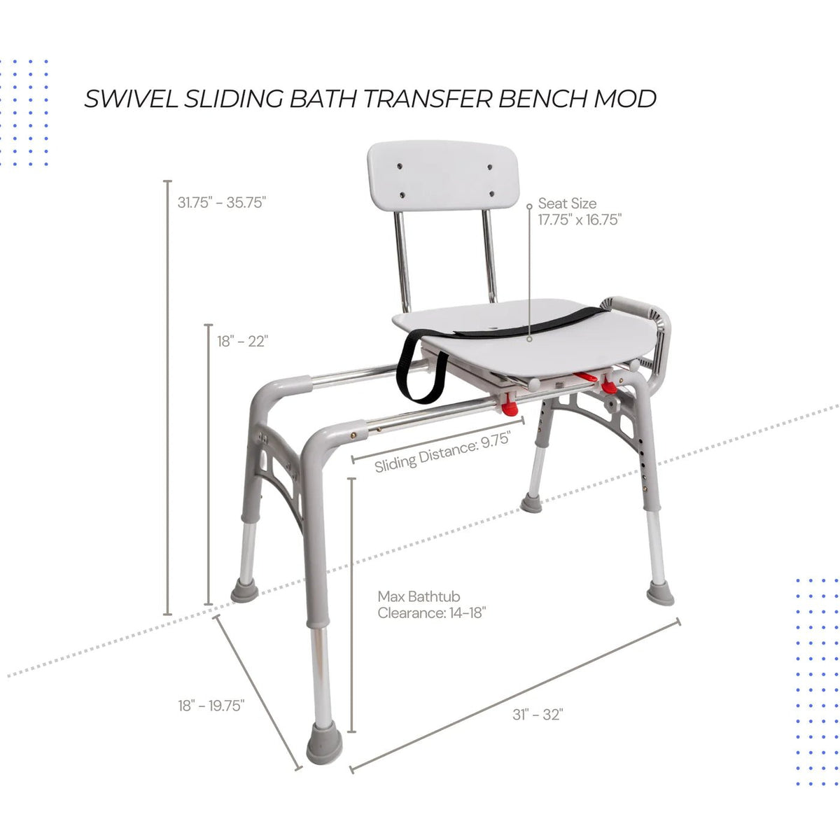 Eagle Health 80662 Swivel Sliding Transfer Bench — MOD Series - Medical Department Store