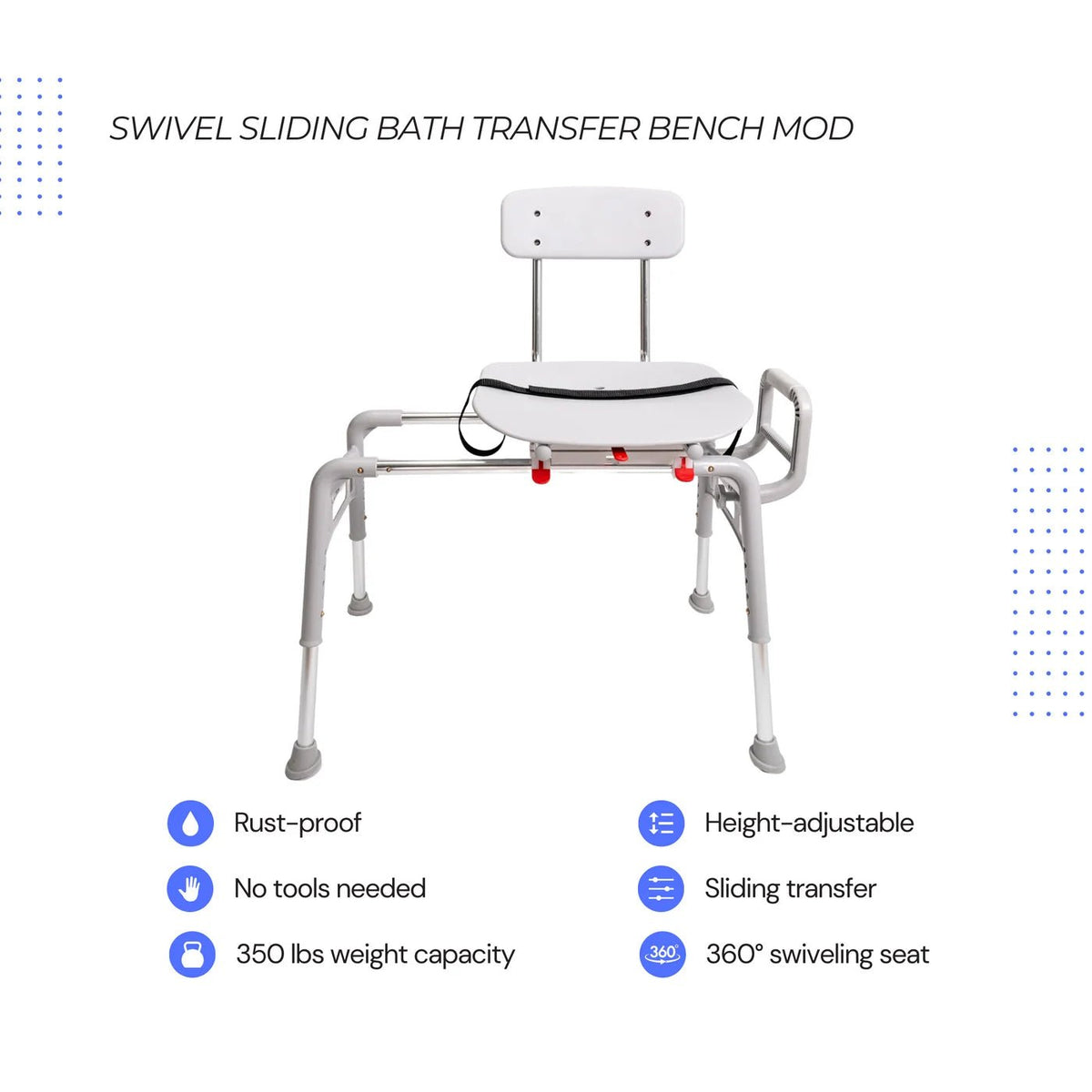 Eagle Health 80662 Swivel Sliding Transfer Bench — MOD Series - Medical Department Store
