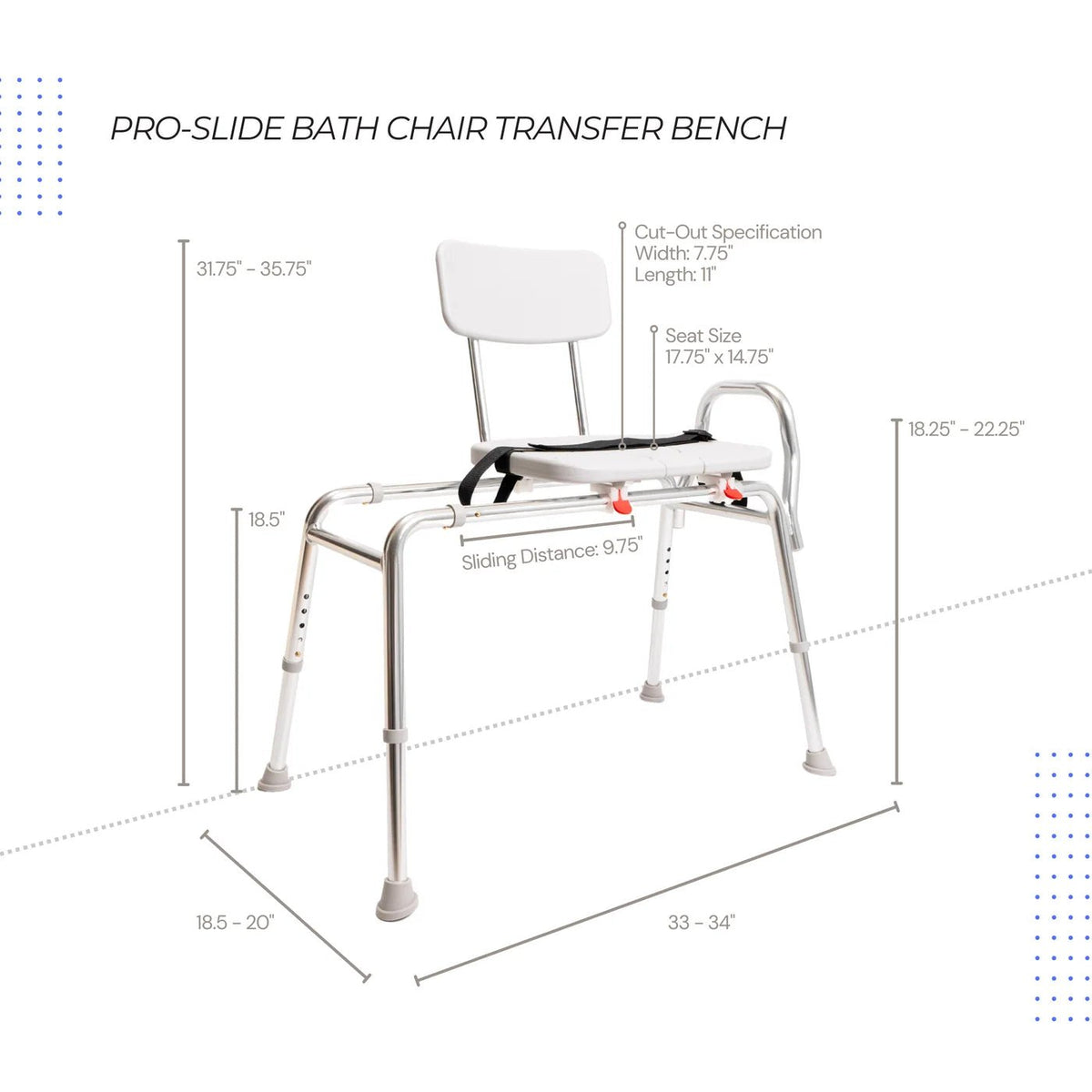Eagle Health Pro-Slide Transfer Bench with Cut-Out — 70311 - Medical Department Store