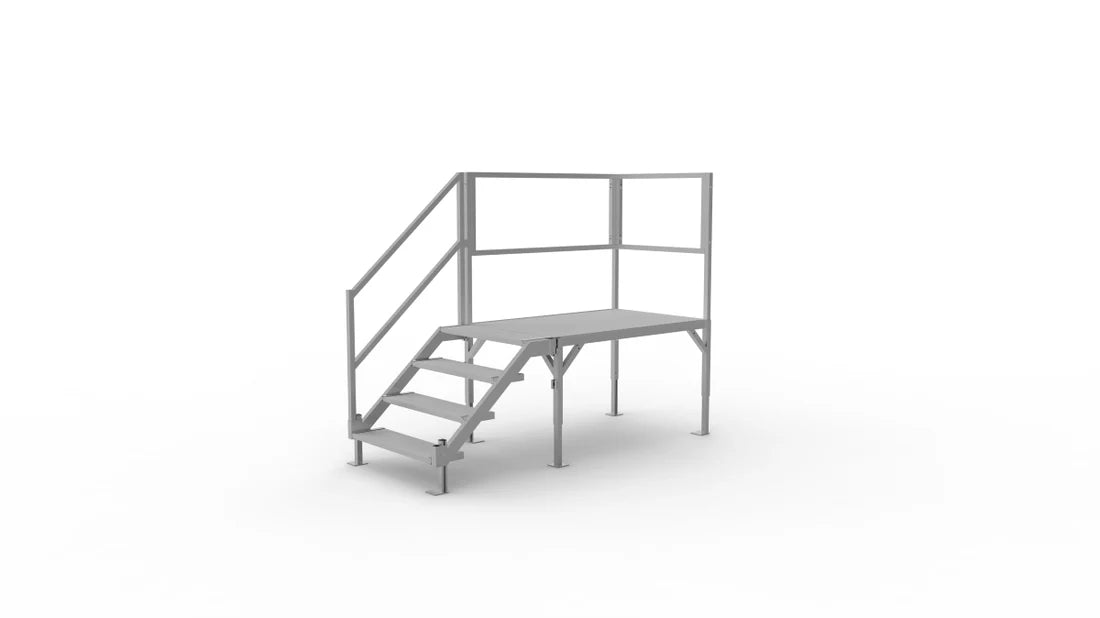 EZ-ACCESS FORTRESS Aluminum Stair System – Modular Outdoor Access Stairs (Multiple Step & Platform Options)