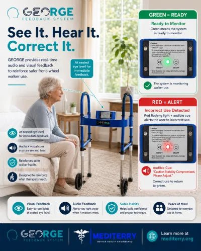 GEORGE Feedback System Front-Wheel Walker by MediTerry - Smart Walker With Real-Time Feedback - Medical Department Store
