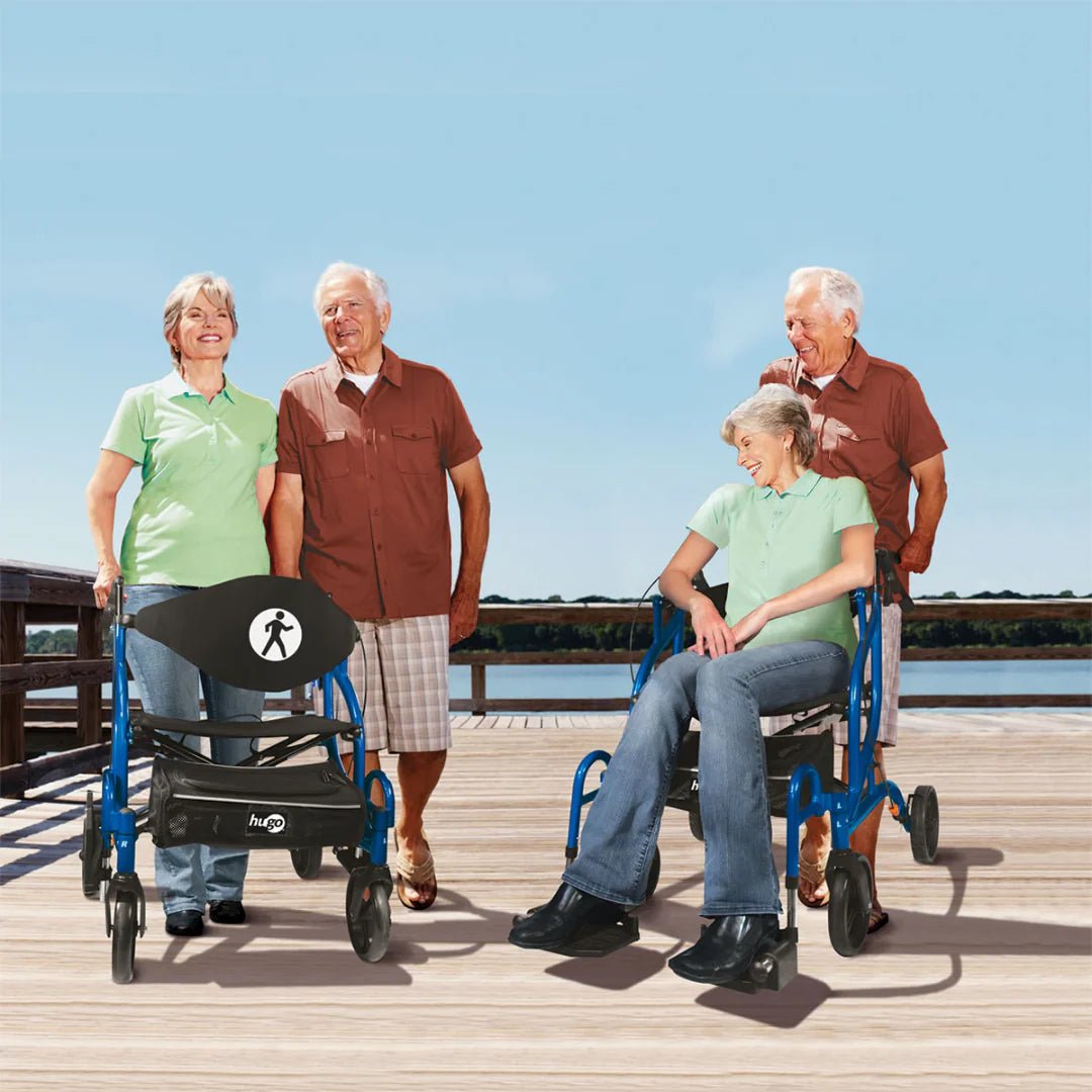 Hugo Hybrid Navigator Side - Folding Rolling Walker & Transport Chair - Medical Department Store