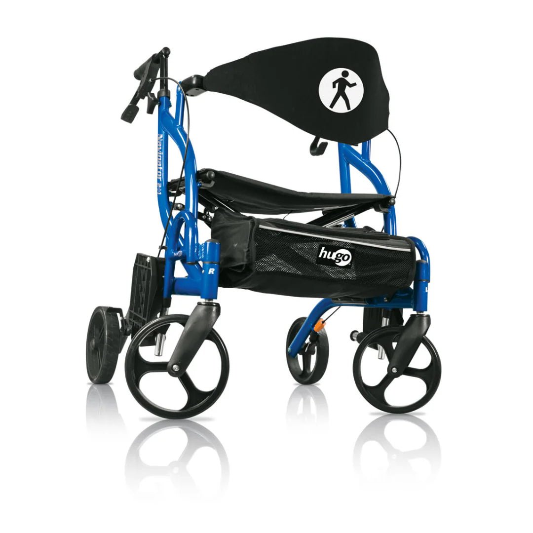 Hugo Hybrid Navigator Side - Folding Rolling Walker & Transport Chair - Medical Department Store