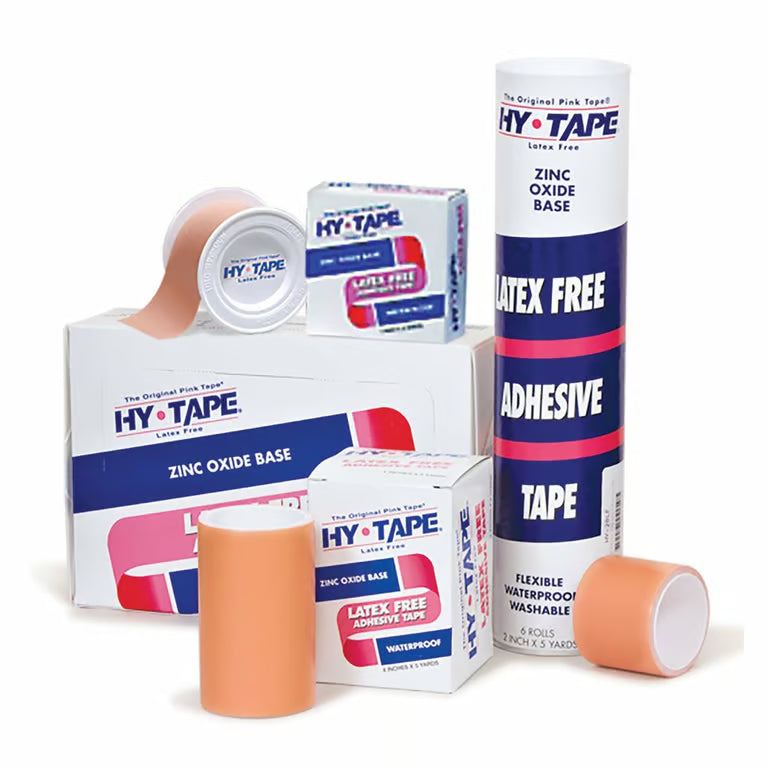 Hy-Tape Zinc Oxide Waterproof Medical Tape — 5 Yard Rolls, 6 Widths